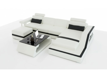 Designer divano d'angolo Big Modern in pelle con USB HAMBURG III divano a tre posti.