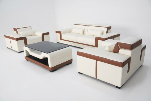 Set completo 3+2+1 + tavolo divano in pelle gruppo di sedili divano + USB