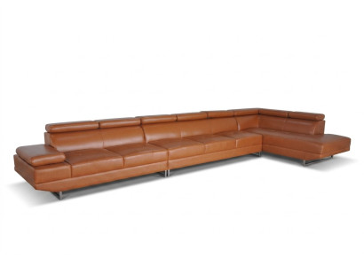 Divano XXL Loung Dream Sofa Couch Imbottito Set Soggiorno Angolare in Pelle + USB