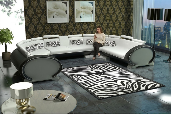 Cuscini del sedile del divano a forma di U in pelle per divani d'angolo moderni di design + USB