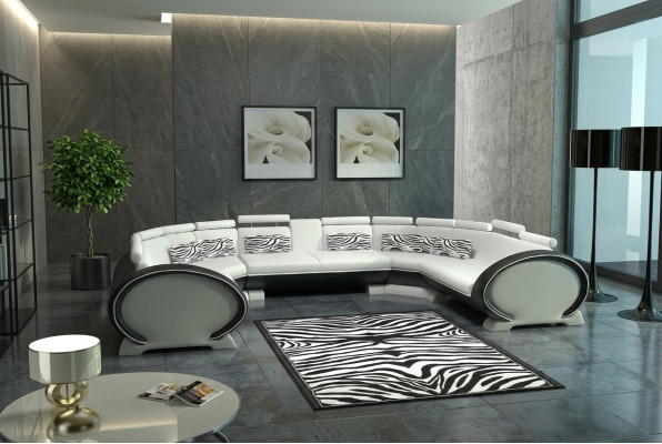 Cuscini del sedile del divano a forma di U in pelle per divani d'angolo moderni di design + USB