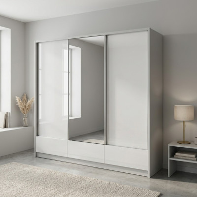 Grande armadio con ante scorrevoli per camera da letto, larghezza 250 cm, armadi per vestiti.
