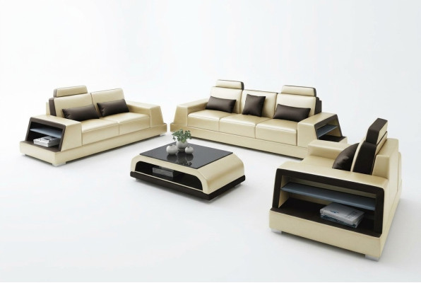 Divano in pelle divano Set di divani Imbottiti 3+1+1 Sedile Divani Design in Pelle Nuovo