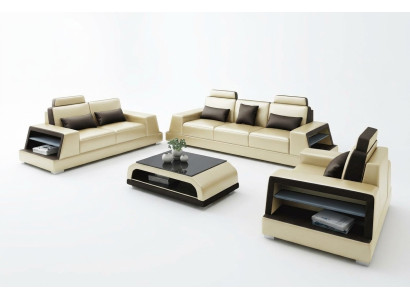Divano in pelle divano Set di divani Imbottiti 3+1+1 Sedile Divani Design in Pelle Nuovo
