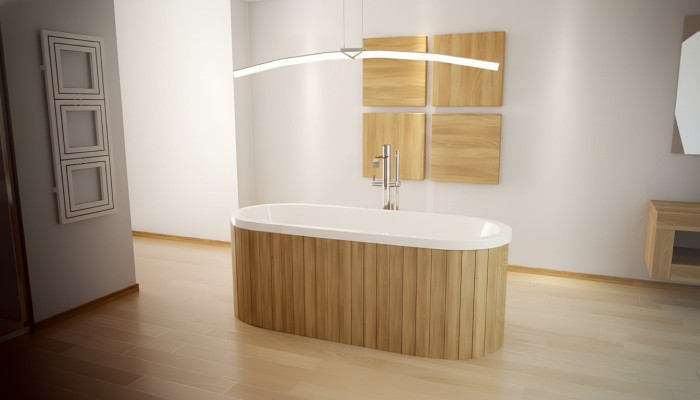 Vasca da bagno di lusso Vasca ovale in acrilico bianco indipendente rettangolare da bagno.