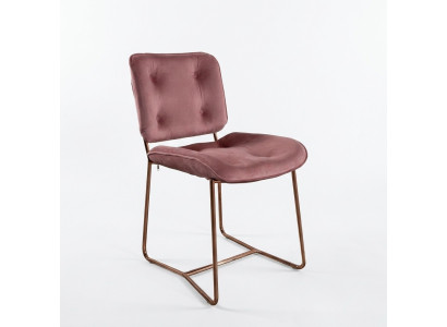 Sedia rosa a sedile singolo design, imbottita, in metallo.