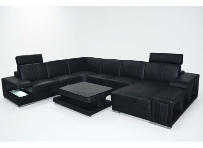 Divano angolare Design Divano ad angolo con rivestimento Cuscino Divano a angolo Divano Paesaggio abitativo Divano Tavolo USB