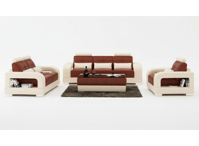 Divano in pelle, divano, set di divani 3+2+1 posti in stile moderno con USB.
