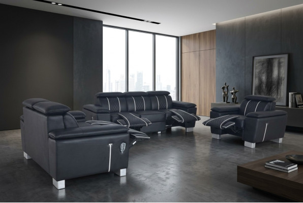 Set completo di divani in pelle design divano imbottito divano design completo 3+2+1 con USB