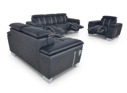 Set completo di divani in pelle design divano imbottito divano design completo 3+2+1 con USB