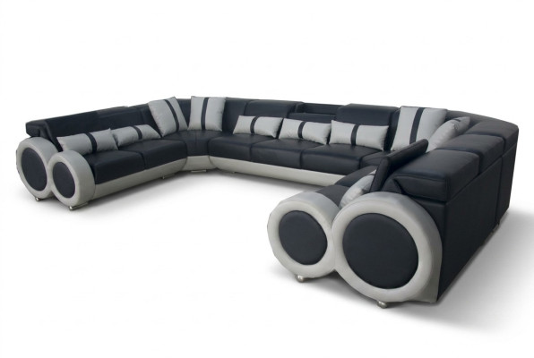 Design divano angolare in pelle, divano, imbottitura, moderno salotto d'angolo con USB.