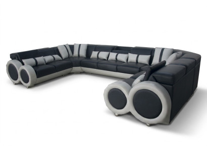 Design divano angolare in pelle, divano, imbottitura, moderno salotto d'angolo con USB.
