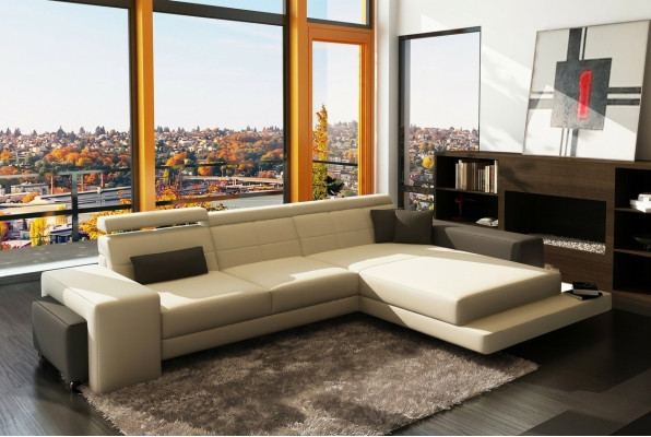 Divano ad angolo + USB imbottito Sofa Landhaus seggiolino d'angolo in pelle Tessuto Geroda