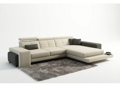 Divano ad angolo + USB imbottito Sofa Landhaus seggiolino d'angolo in pelle Tessuto Geroda