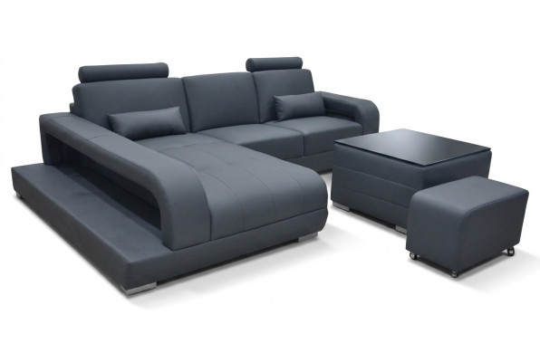 XXL Divano Angolare in Pelle Set di Mobili Design Moderno Divano a Forma di L + USB