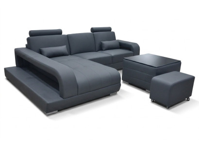 XXL Divano Angolare in Pelle Set di Mobili Design Moderno Divano a Forma di L + USB