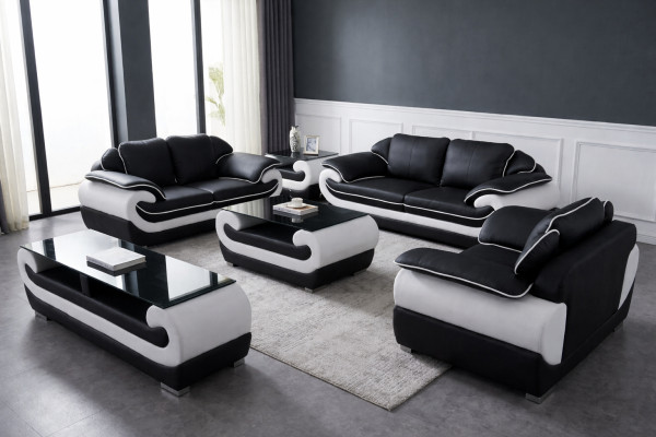 Set divano 5 pezzi con tavolino TV, 3-2-1, moderno set di divani con poltrone e sofà + USB