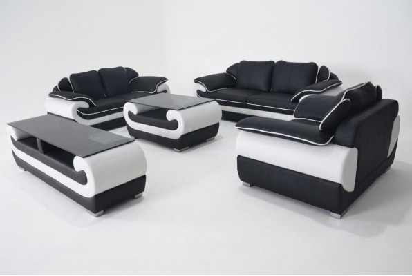 Set divano 5 pezzi con tavolino TV, 3-2-1, moderno set di divani con poltrone e sofà + USB