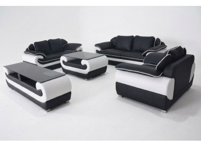 Set divano 5 pezzi con tavolino TV, 3-2-1, moderno set di divani con poltrone e sofà + USB