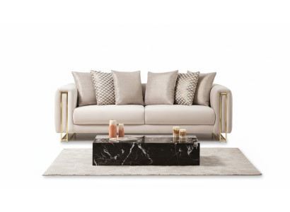 Design Tessile 3 Posti Bianco Elegante Moderno Divano Imbottito Nuovo Soggiorno