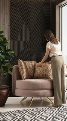 Poltrona di lusso Design classico Tessuto soggiorno Lounge Nuovo