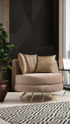 Poltrona di lusso Design classico Tessuto soggiorno Lounge Nuovo
