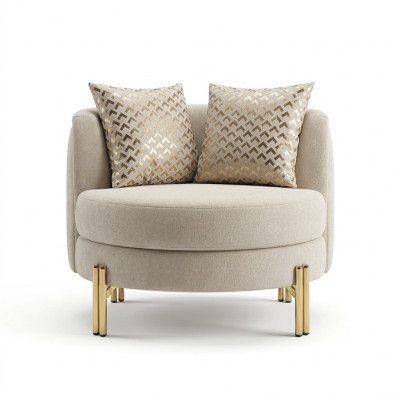Poltrona Sedile Posto Design Soggiorno Imbottitura Legno Imbottitura Moderna Lusso Beige