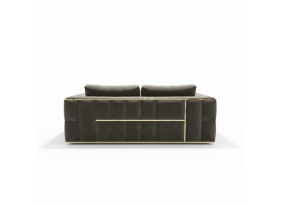 Divano design a tre posti, divani imbottiti in stoffa moderni, divani a tre posti in velluto con struttura in metallo.