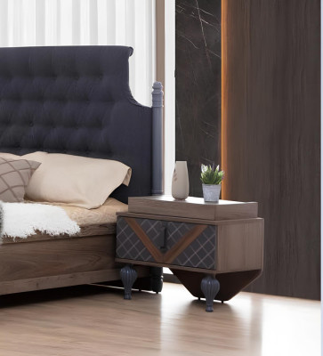 Letto comodino comò con specchio camera da letto Set Chesterfield 4 pezzi.