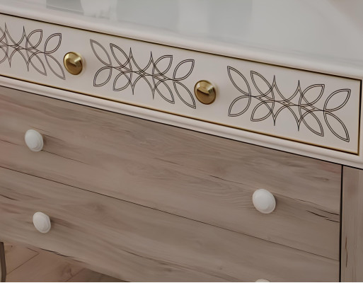 Set Comò con Specchio Toeletta Console in Legno Moderno Camera da Letto