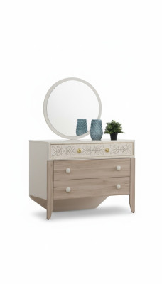 Set Comò con Specchio Toeletta Console in Legno Moderno Camera da Letto