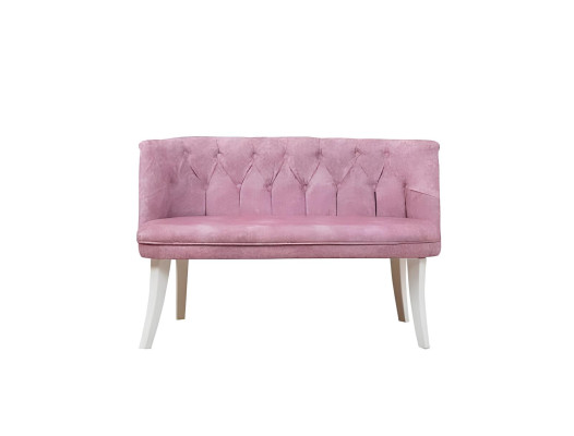 Seduta da cucina Rosa Chesterfield composizione con panca, poltrona e tessuto per sedute.