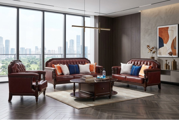 Nordstati divano americano 3 + 2 posti Chesterfield in pelle.