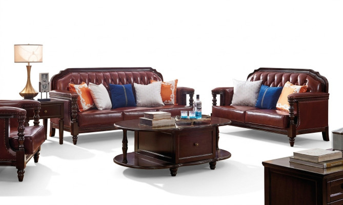Nordstati divano americano 3 + 2 posti Chesterfield in pelle.