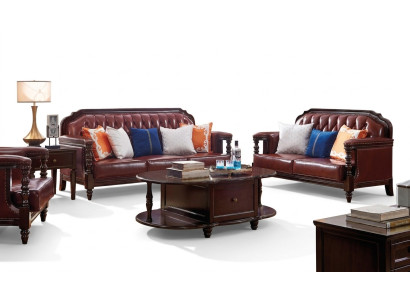 Nordstati divano americano 3 + 2 posti Chesterfield in pelle.