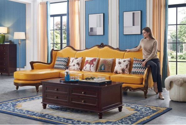 Divano d'angolo classico Giallo Divano Impero Sofa Divano in pelle Divani Divani