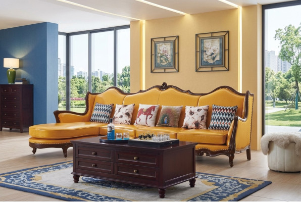 Divano d'angolo classico Giallo Divano Impero Sofa Divano in pelle Divani Divani