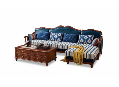 Divano in pelle blu divano angolare tappezzeria Mobili classici Chesterfield.