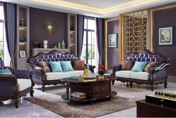 Divano in pelle Chesterfield Lila Divano Classico Set di divani.