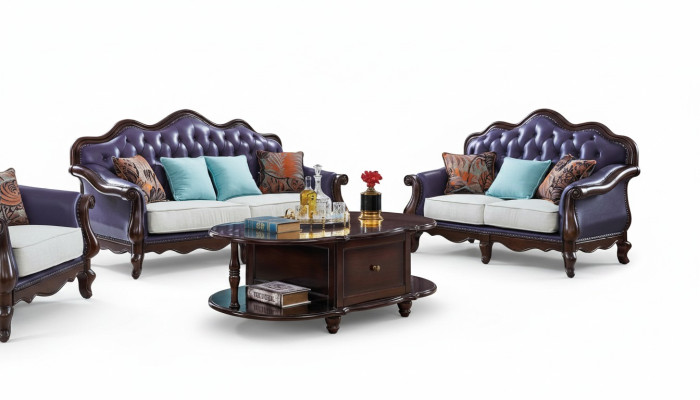 Divano in pelle Chesterfield Lila Divano Classico Set di divani.