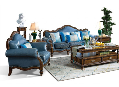Blu set da divano Chesterfield Barocco Rococò 3+1 posti