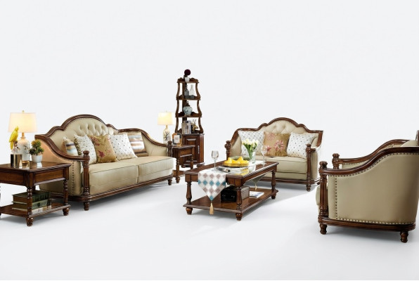Divano componibile 3+2+1 posti in pelle design classico