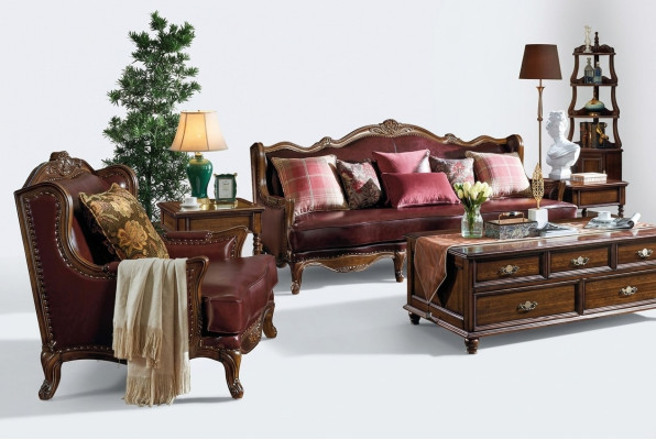 Classico set in pelle Chesterfield stile barocco rococò divano set 3+1