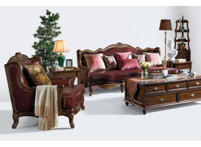Classico set in pelle Chesterfield stile barocco rococò divano set 3+1