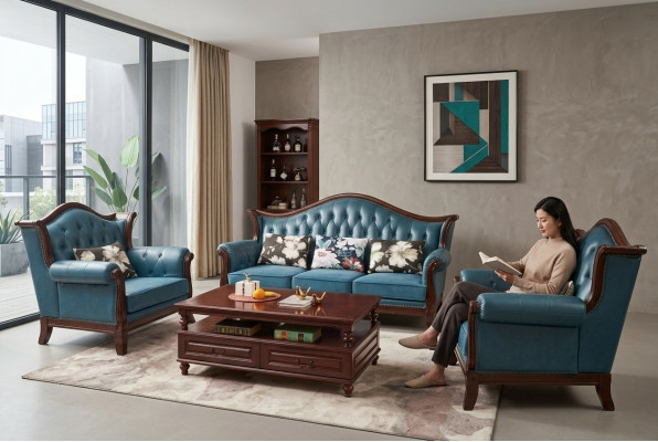 Chesterfield classico set di divani in pelle stile barocco rococò 3+1.