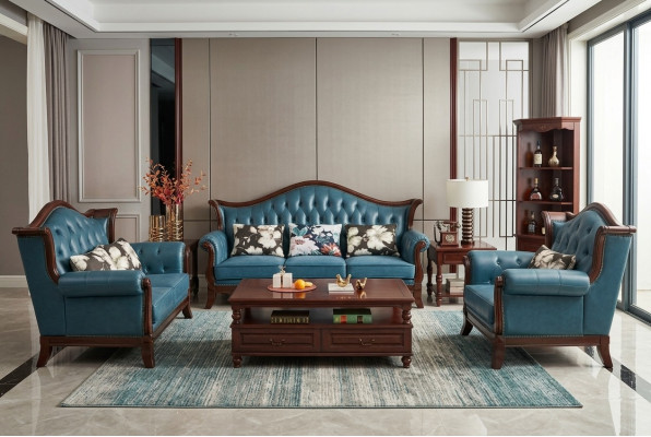 Chesterfield classico set di divani in pelle stile barocco rococò 3+1.