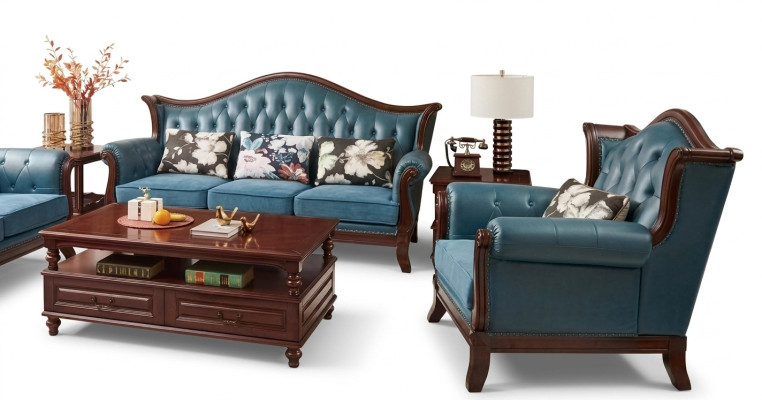 Chesterfield classico set di divani in pelle stile barocco rococò 3+1.