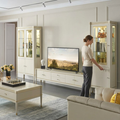 Design parete attrezzata mobile basso 2x armadio mobile TV credenza 3 pezzi set