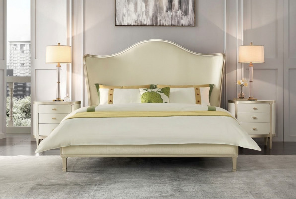 Set da camera da letto moderno con letto matrimoniale e comodini