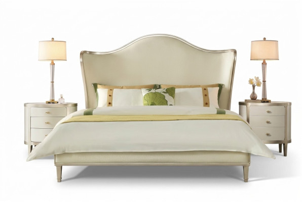 Set da camera da letto moderno con letto matrimoniale e comodini